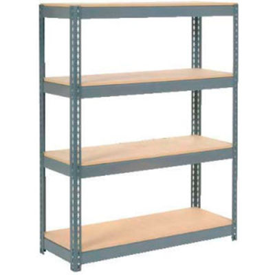 Global Industrial 4 Shelf, Extra HD Boltless Shelving, Démarreur, 48"L x 18"P x 72"H, Terrasse en bois