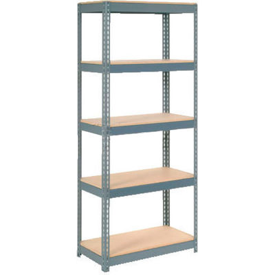 Global Industrial 5 Shelf, Extra HD Boltless Shelving, Démarreur, 36"L x 18"P x 84"H, Terrasse en bois