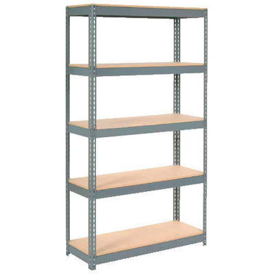 Global Industrial Extra Heavy Duty Shelving, Wood Deck, 5 Shelves, 48"W x 24"D x 84"H, Gray