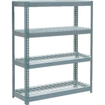 Global Industrial™ Extra Heavy Duty Shelving 48"W x 12"D x 60"H With 4 Shelves, Wire Deck, Gry