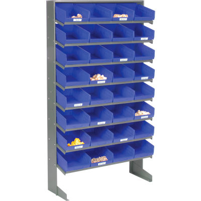 Global Industrial™ 8 Shelf Floor Pick Rack - 32 Bacs en plastique bleu 8 Pouces Large 33x12x61