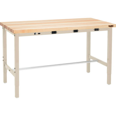 Global Industrial™ 48 x 30 Adaptable Height Workbench - Tablier de puissance, Maple Square Edge Tan