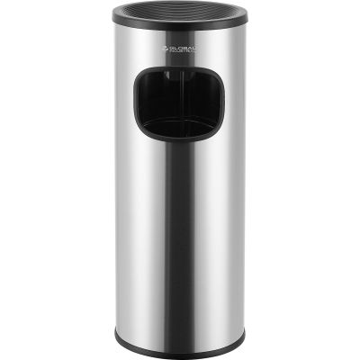 Global Industrial™ Stainless Steel Ashtray Trash Can, 3 gallons, mat