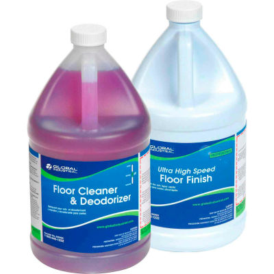 Global Industrial™ Floor Cleaning Kit, Nettoyant pour sols et finition, Bouteilles de 1 gallons, 2 / Étui