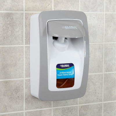 Distributeur manuel Global Industrial™ pour désinfectant et savon à main en mousse - Blanc/gris