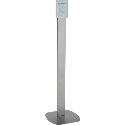 Global Industrial™ No Touch Floor Stand for Global Hand Soap/Sanitizer Dispensers - Argent