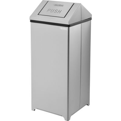 Global Industrial™ Stainless Steel Square Swing Top Trash Can, 24 gallons