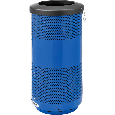 Global Industrial™ Perforated Steel Round Trash Can, 20 Gallon, Bleu