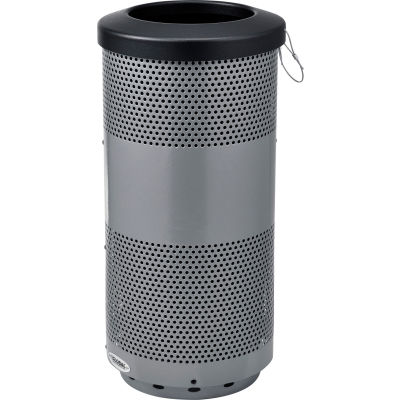 Global Industrial™ Perforated Steel Round Trash Can, 20 gallons, Gris