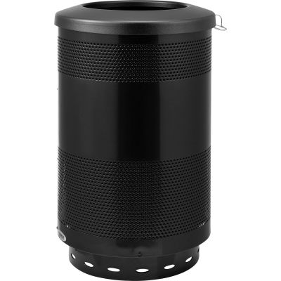 Global Industrial™ Perforated Steel Round Trash Can, 55 gallons, Noir