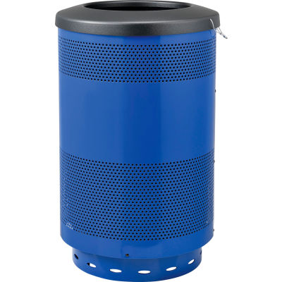 Global Industrial™ Perforated Steel Round Trash Can, 55 Gallon, Bleu