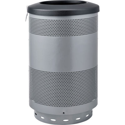 Global Industrial™ Perforated Steel Round Trash Can, 55 gallons, Gris