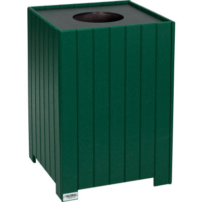 Global Industrial™ poubelle carrée en plastique recyclé avec revêtement, 32 gallons, vert