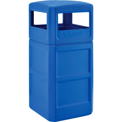 Global Industrial™ Square Plastic Waste Réceptacle avec couvercle dôme, 42 gallons, Bleu