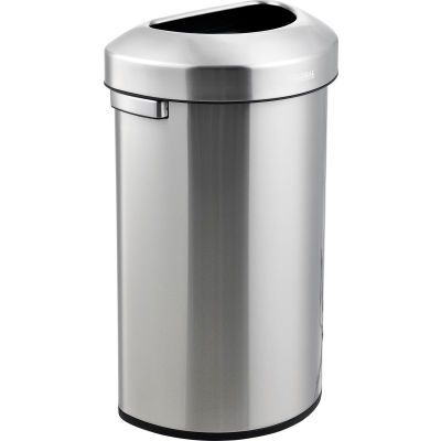 Global Industrial™ Stainless Steel Semi-Round Open Top Trash Can, 16 Gallons
