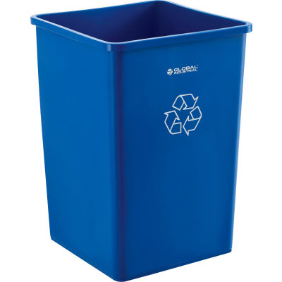 Global Industrial™ Boîte à ordures carrée de recyclage, 35 gallons, bleu