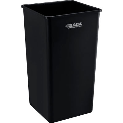 Global Industrial™ Square Plastic Trash Can, 55 gallons, noir
