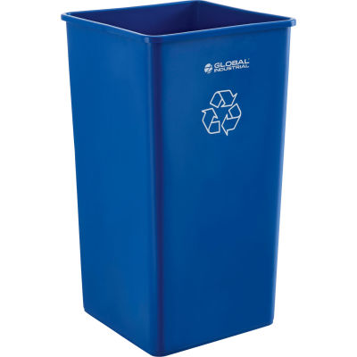 Global Industrial™ Boîte à ordures carrée de recyclage, 55 gallons, bleu