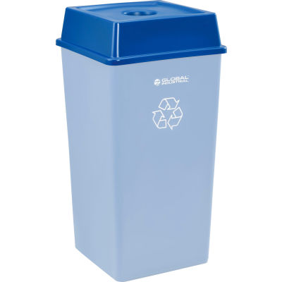 Global Industrial™ Bottles & Cans Recycling Lid pour canettes de 35 et 55 gallons, bleu