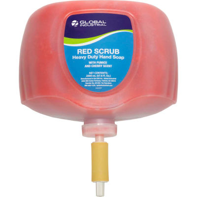Global Industrial™ Red Scrub Heavy Duty Hand Cleaner, Cherry Scent, Recharge 2L - 4/caisse