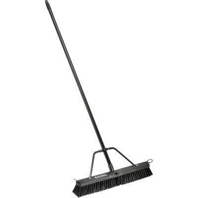 Global Industrial 24" Push Broom W/ Plastic Block & Steel Handle, Rough Sweep - Pkg Qty 4