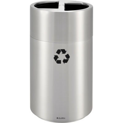 Global Industrial™ Boîte de recyclage multi-flux ronde, total de 31 gallons, aluminium satiné