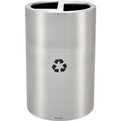 Global Industrial™ Boîte de recyclage multi-flux ronde, total de 45 gallons, aluminium satiné
