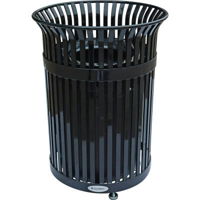 Global Industrial™ Outdoor Heavy-Duty Slatted Steel Trash Can, 36 ...