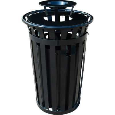 Global Industrial™ Outdoor Slatted Steel Trash Can w/ Ashtray Lid ...