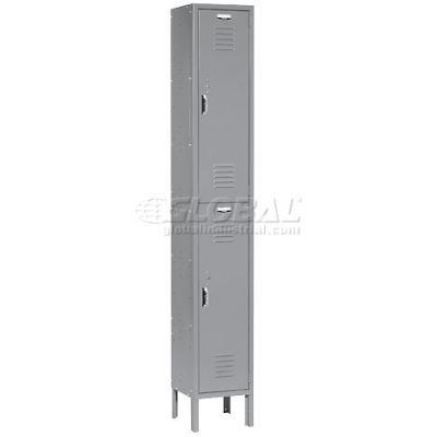 Global Industrial Paramount® 2-Tier 2 Door Locker, 12"Wx18"Dx36"H, Gray, Assembled
