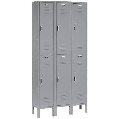 Global Industrial Paramount® Double Tier 6 Door Locker, 12"Wx15"Dx36"H, Gray, Unassembled