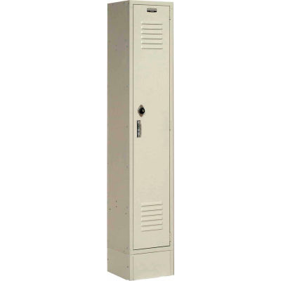 Global Industrial Single Tier 1 Dr Extra Wide Locker, Pull Latch, 15"Wx18"Dx72"H,Tan,Assembled