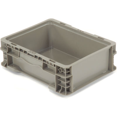 Global Industrial Stackable Straight Wall Container, Solid, 12"Lx15"Wx5"H, Gray