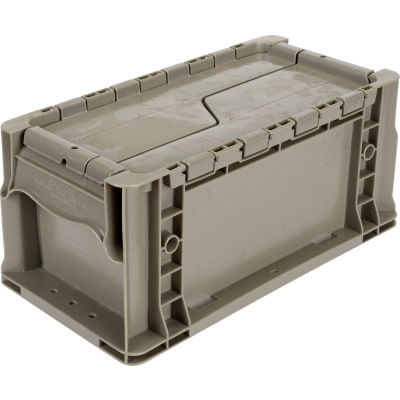 Global Industrial™ Stackable Straight Wall Container, Solid, 13-1/2"Lx7-3/8"Wx6-3/4"H, Gray