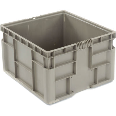 Global Industrial Stackable Straight Wall Container, Solid, 24"Lx22-1/2"Wx14-1/2"H, Gray
