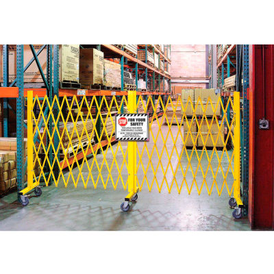 Global Industrial™ Folding Barricade Security Gate With Sign