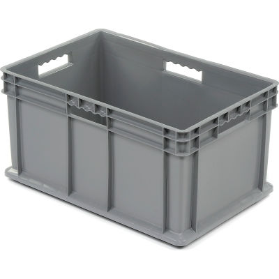 Global Industrial Solid Straight Wall Container, 23-3/4"Lx15-3/4"Wx12-1/4"H, Gray - Pkg Qty 3