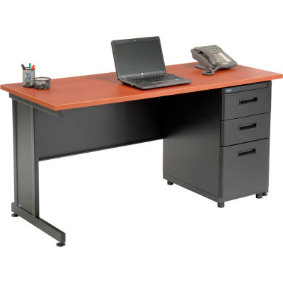 Interion® Bureau avec 3 tiroirs - 60 po x 24 po - Cerise