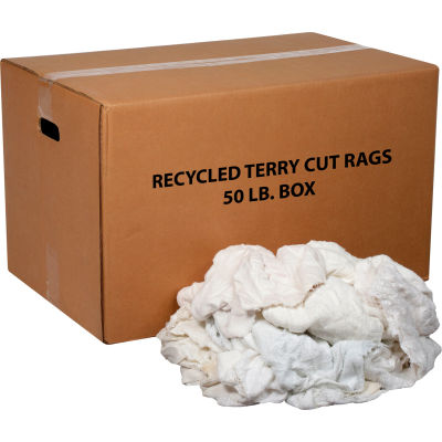 Industrial™ global Premium recyclé blanc coton Terry coupe chiffons, boîte de 50 livres