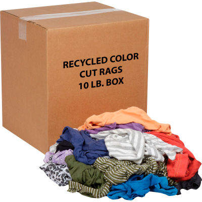 Global Industrial™ recyclé couleur mélangée chiffons coupés, boîte de 10 livres