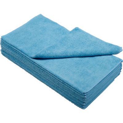 Global Industrial 300 GSM Microfiber Cleaning Cloths, 16" x 16", Blue, 12 Cloths/Pack