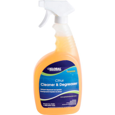 Global Industrial Citrus Cleaner & Degreaser, 32 oz. Trigger Spray Bottle, 6/Case