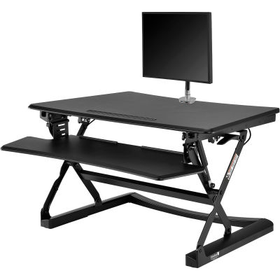 Interion® Ergonomic Sit-Stand Desk Converter - Kit de mont à moniteur unique - Clavier pleine largeur