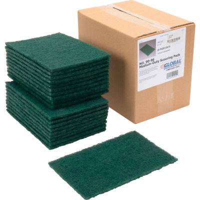 Global Industrial™ Medium Duty Scouring Pads, Vert, 6 » x 9 » - Cas de 20 Pads