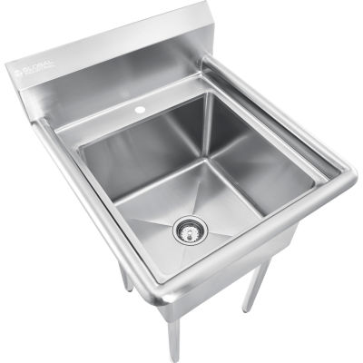 Global Industrial™ Stainless Steel Utility Sink With 8 » Backsplash, 18"x18"x12 » Deep