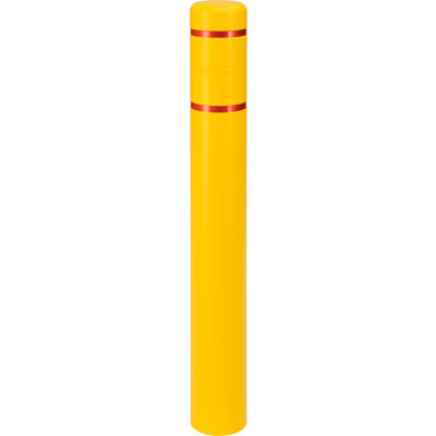 Global Industrial Reflective Bollard Sleeve, 6" Dia. x 52"H, Yellow With Red Tape