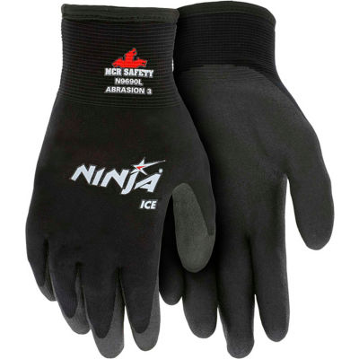 MCR Safety N9690S Ninja® Gants de glace, Arcylic Terry Inner, Noir, Petit, 1 Paire