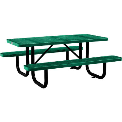 Table de pique-nique rectangulaire Global Industrial™ 6', métal perforé, vert