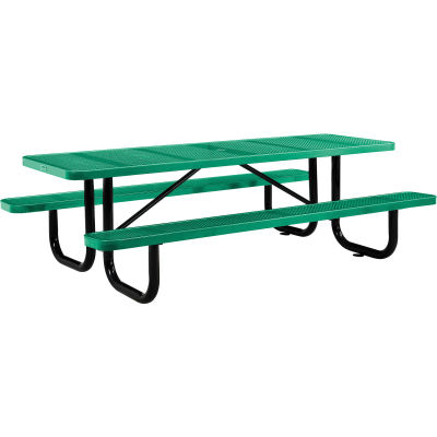 Table de pique-nique rectangulaire Global Industrial™ 8', métal perforé, vert