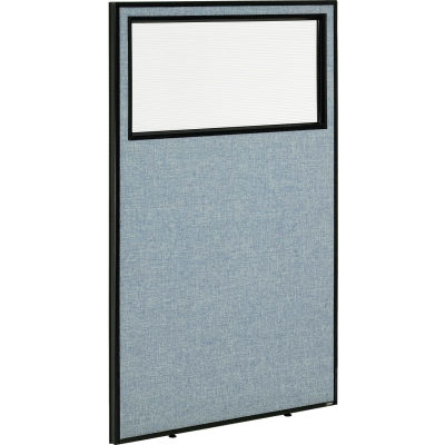 Interion® panneau de cloison bureau avec fenêtre partielle, 36-1/4" W x 60" H, bleu
